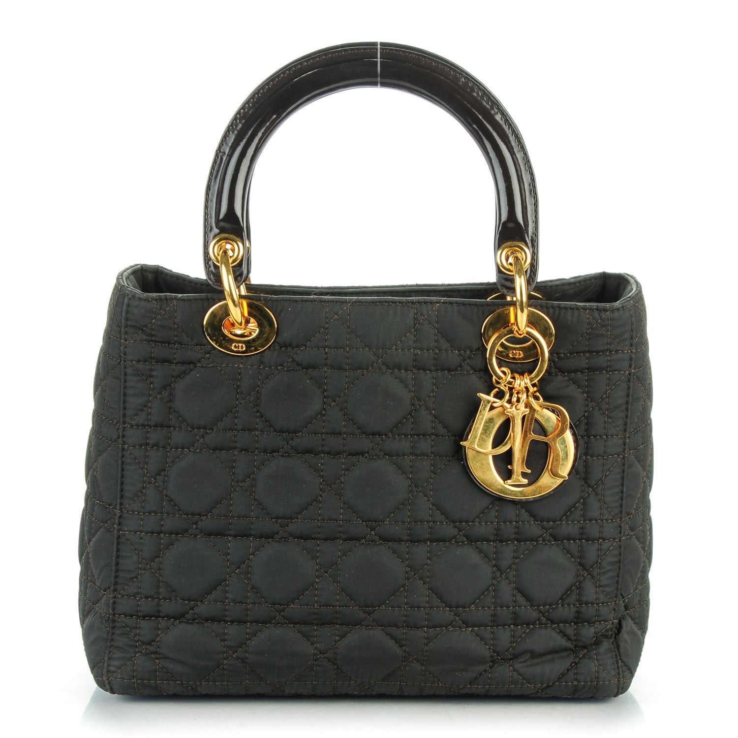 Christian Dior Nylon Cannage Medium Lady Dior Marron Fonce 1 of 9