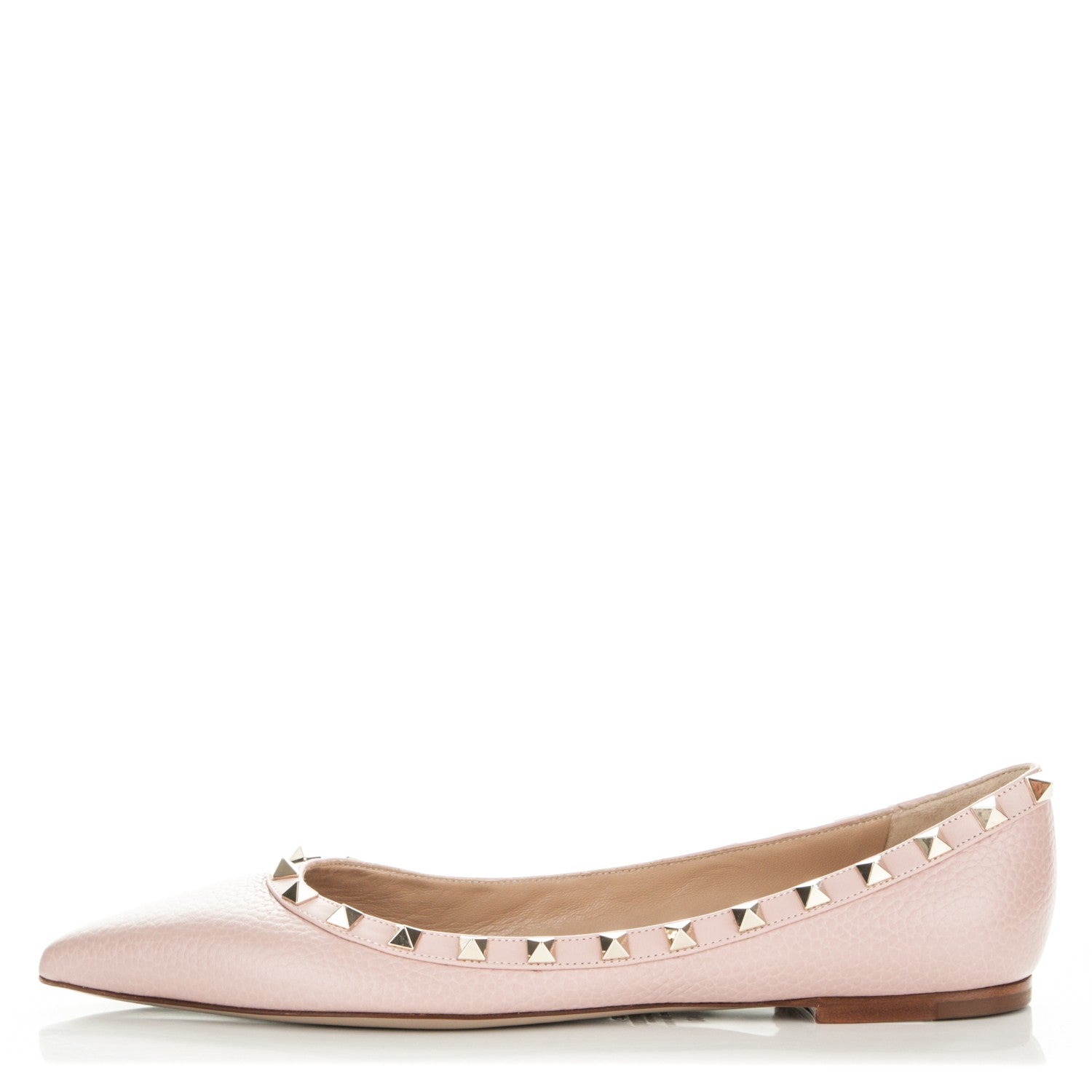 Valentino Garavani Pebbled Calfskin Rockstud Ballerina Flats 40 Water Rose 1 of 9