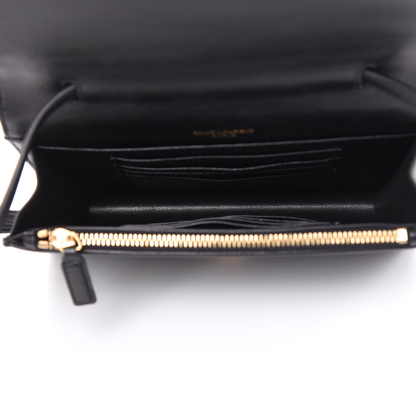 Metallic Calfskin Striped Small Monogram Kate Satchel Black Gold