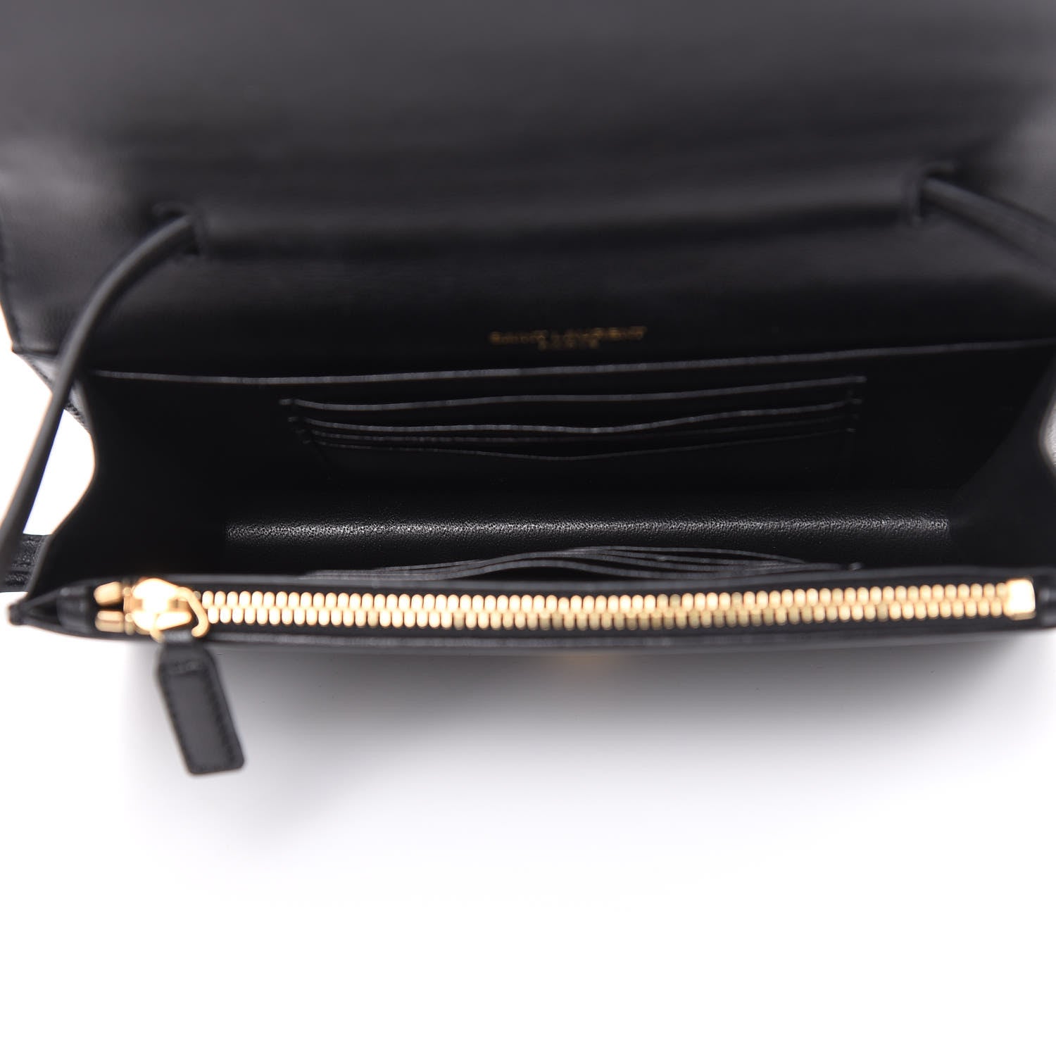 Saint Laurent Metallic Calfskin Striped Small Monogram Kate Satchel Black Gold 5 of 13