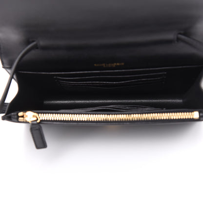 Saint Laurent Metallic Calfskin Striped Small Monogram Kate Satchel Black Gold 5 of 13