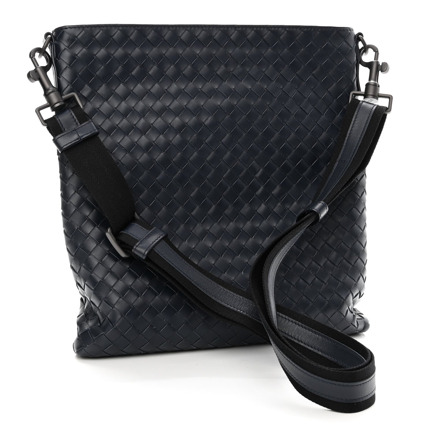 Bottega Veneta Nappa Intrecciato VN Crossbody Messenger Bag Navy 2 of 9