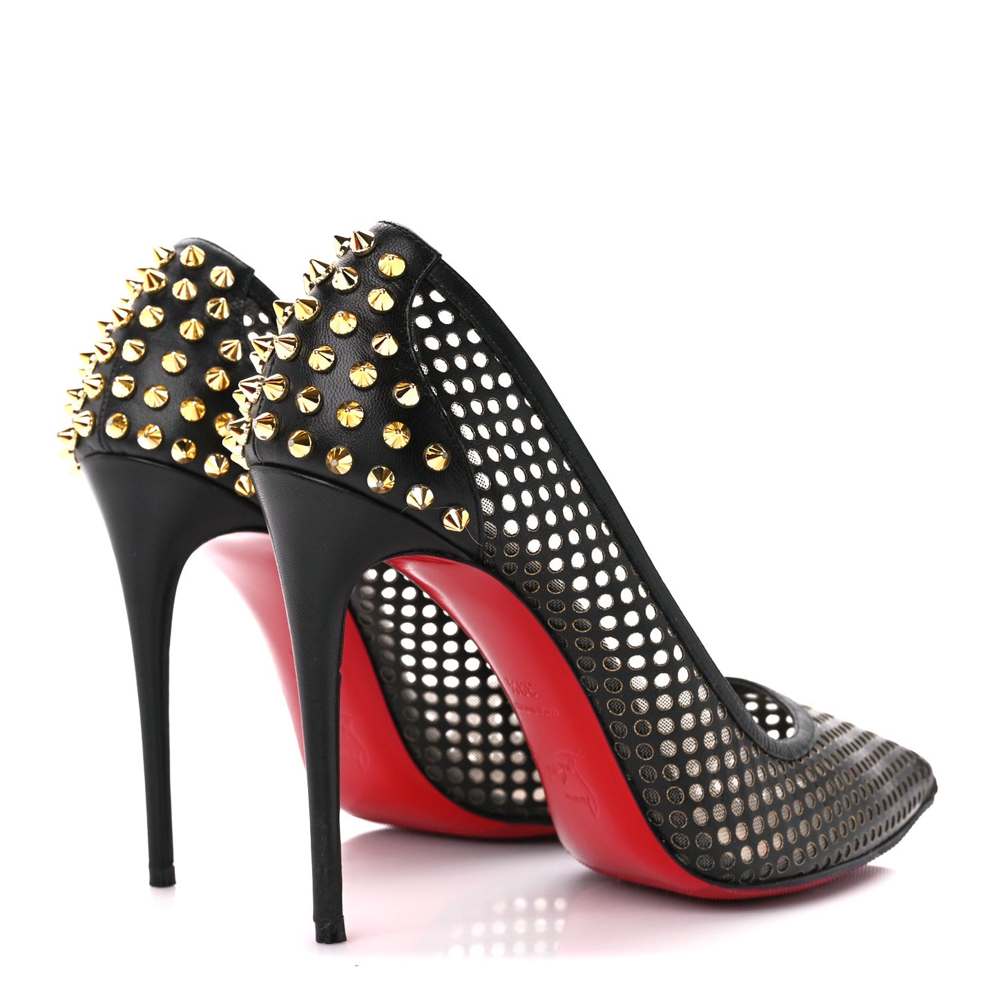 Fishnet Mesh Suede Guni 100 Spiked Pumps 39.5 Black