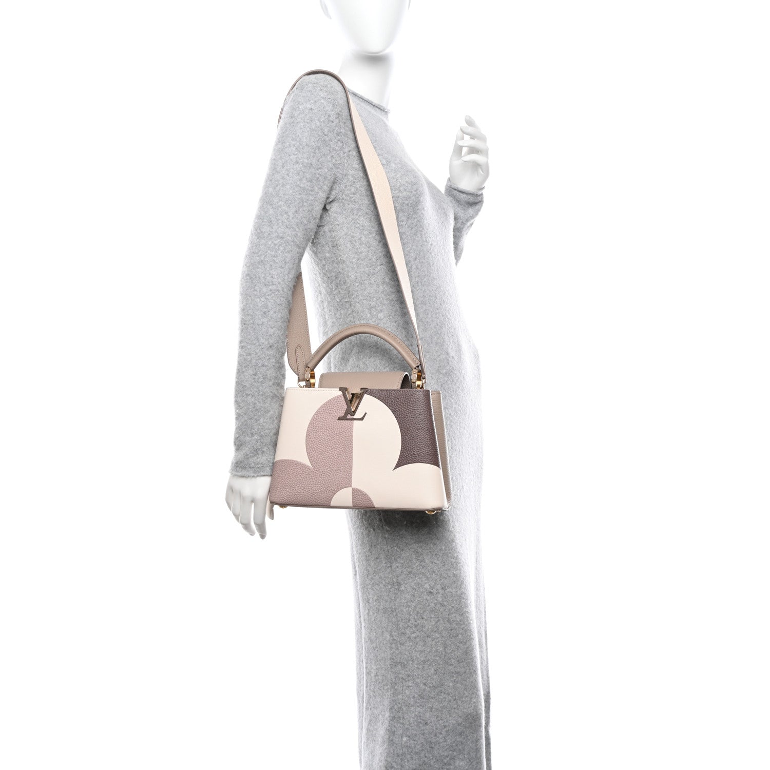 Louis Vuitton Taurillon Monogram Flower Capucines BB Galet Creme 2 of 10