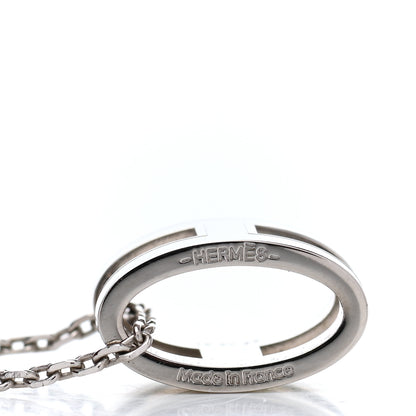 Hermes Lacquered Palladium Pop H Pendant Necklace White 6 of 7