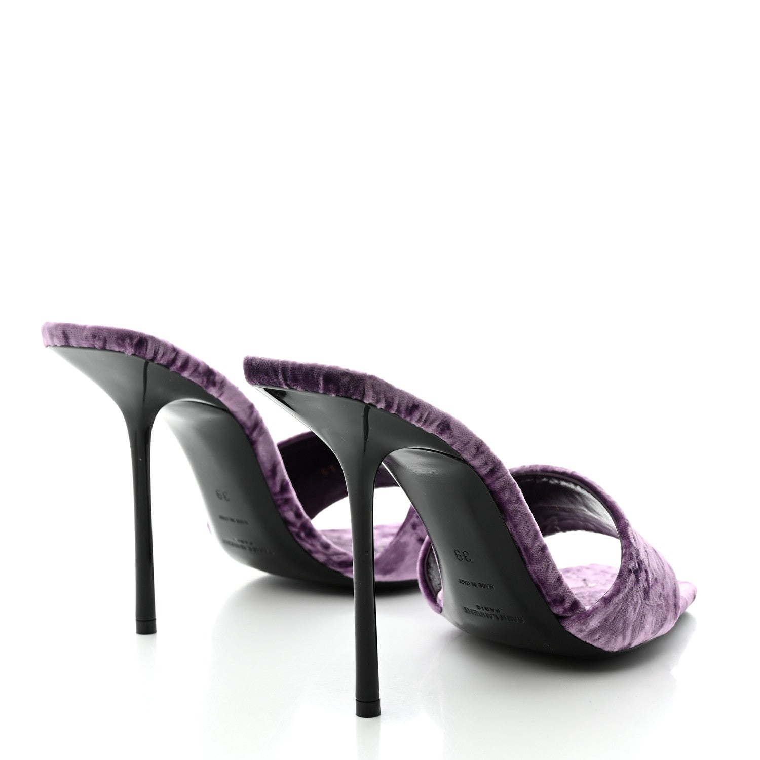 Saint Laurent Velvet Baliqua 105 Mule Sandals 39 Malva 4 of 9