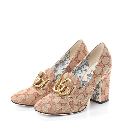 Gucci Monogram GG Victoire 95mm Loafer Pumps 36 Beige Ruggine 3 of 8