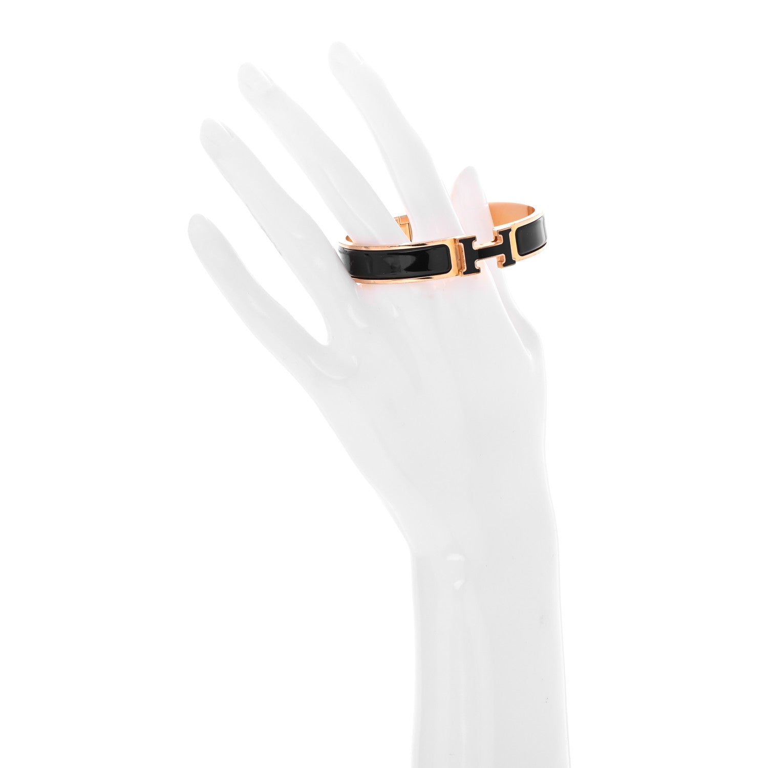 Hermes Enamel Narrow Clic Clac H Bracelet GM Black 2 of 4