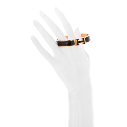 Hermes Enamel Narrow Clic Clac H Bracelet GM Black 2 of 4