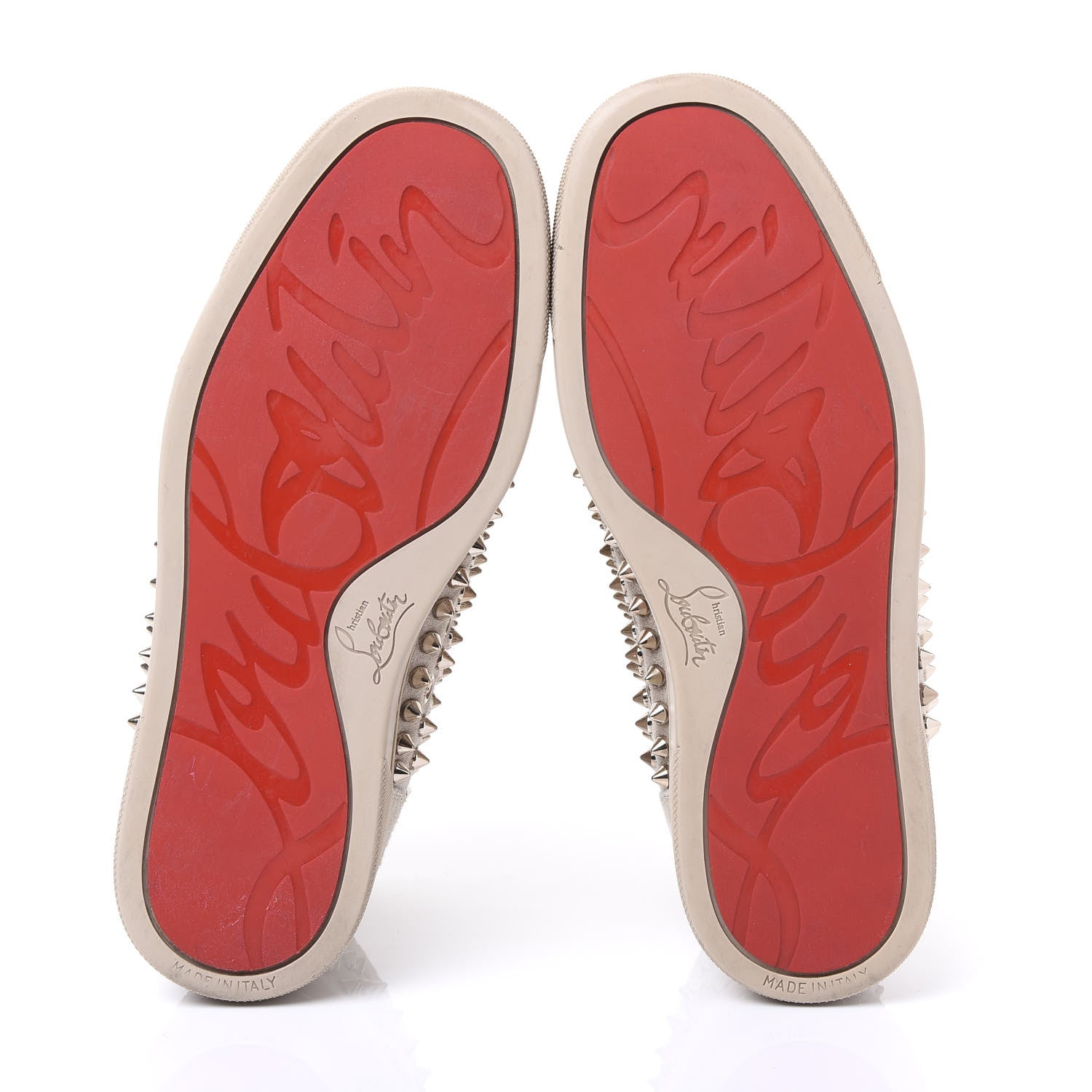 Christian Louboutin Veau Velours Womens Louis Spikes Flat Sneakers 36 Colombe 5 of 8