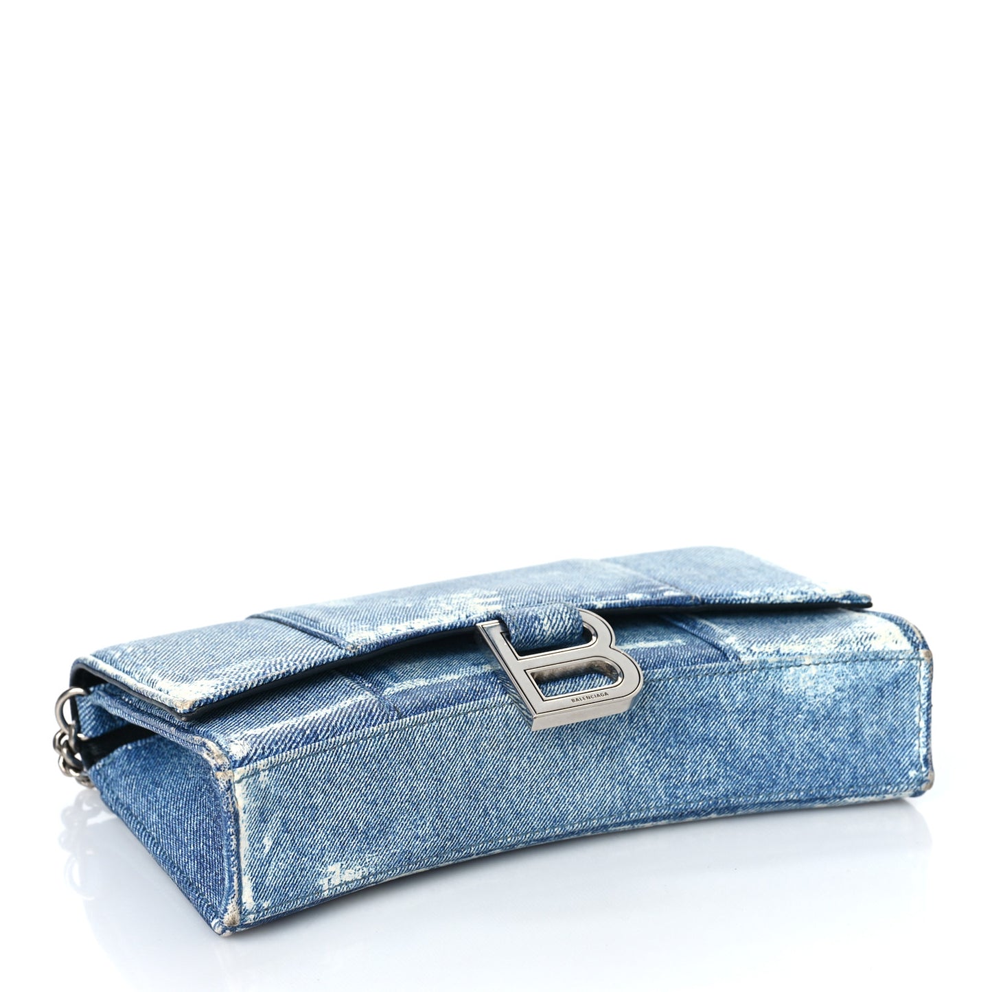 Nappa Denim Printed Hourglass Chain Bag Denim Blue