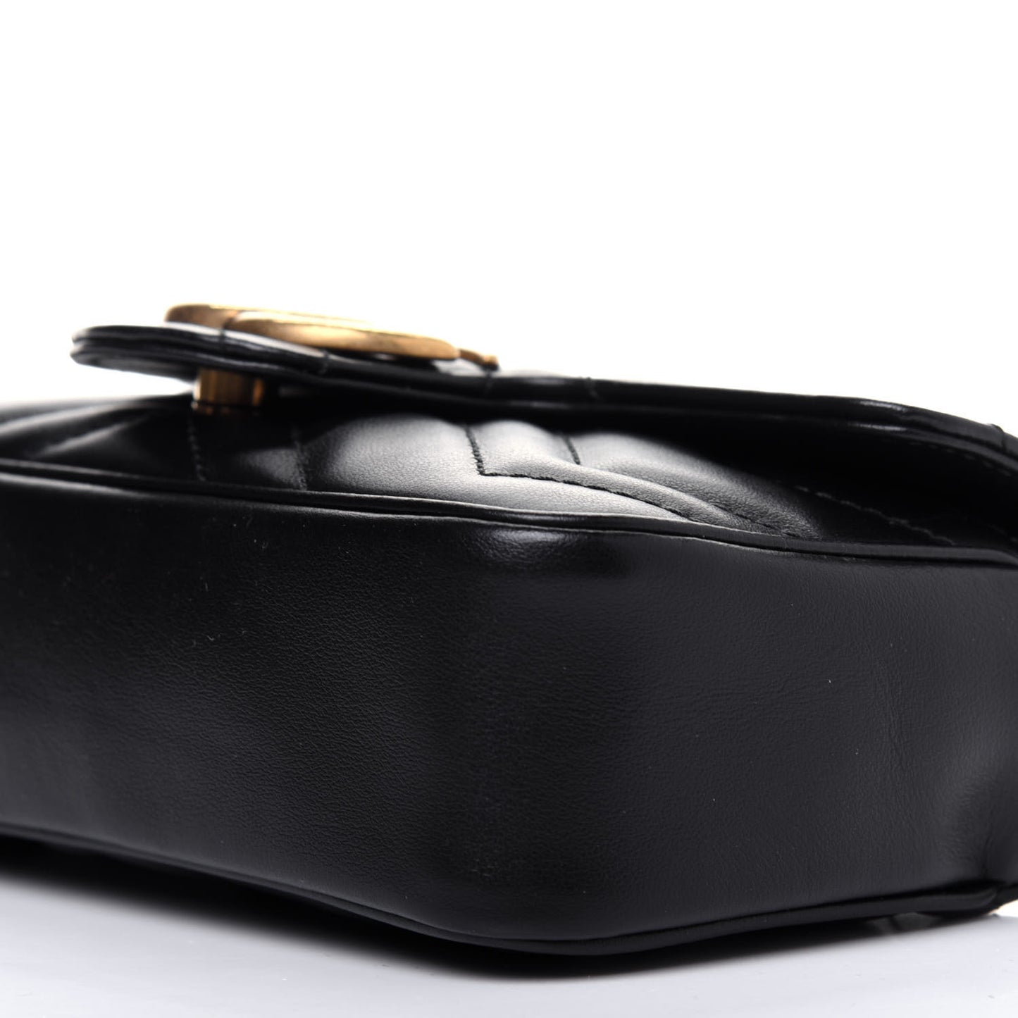 Calfskin Matelasse Super Mini GG Marmont Shoulder Bag Black