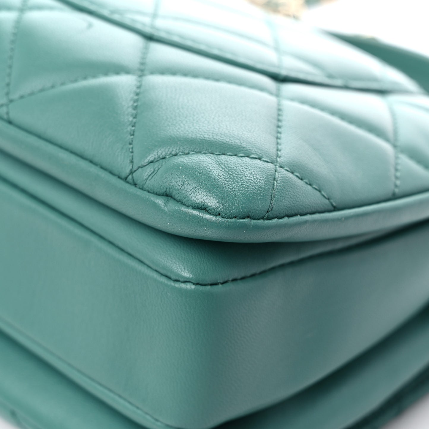 Lambskin Quilted Small Trendy CC Flap Dual Handle Bag Light Green
