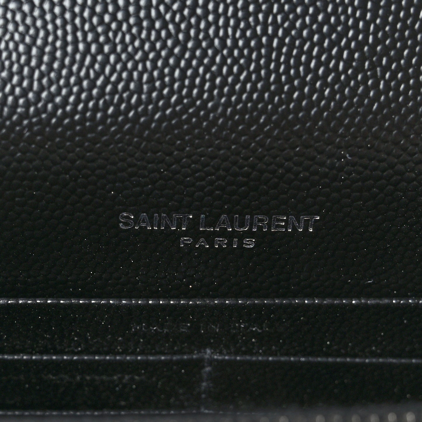 Grain De Poudre Matelasse Chevron Monogram Envelope Chain Wallet Black