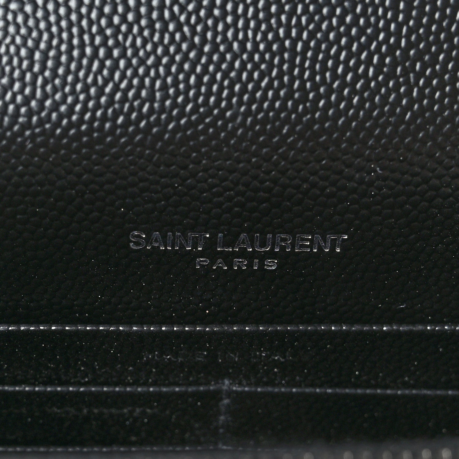 Saint Laurent Grain De Poudre Matelasse Chevron Monogram Envelope Chain Wallet Black 6 of 8