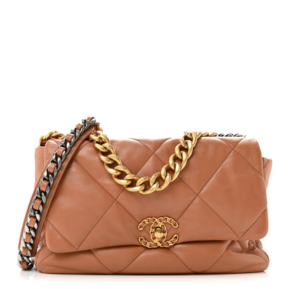 Chanel Lambskin Quilted Large Chanel 19 Flap Brown 1 of 12