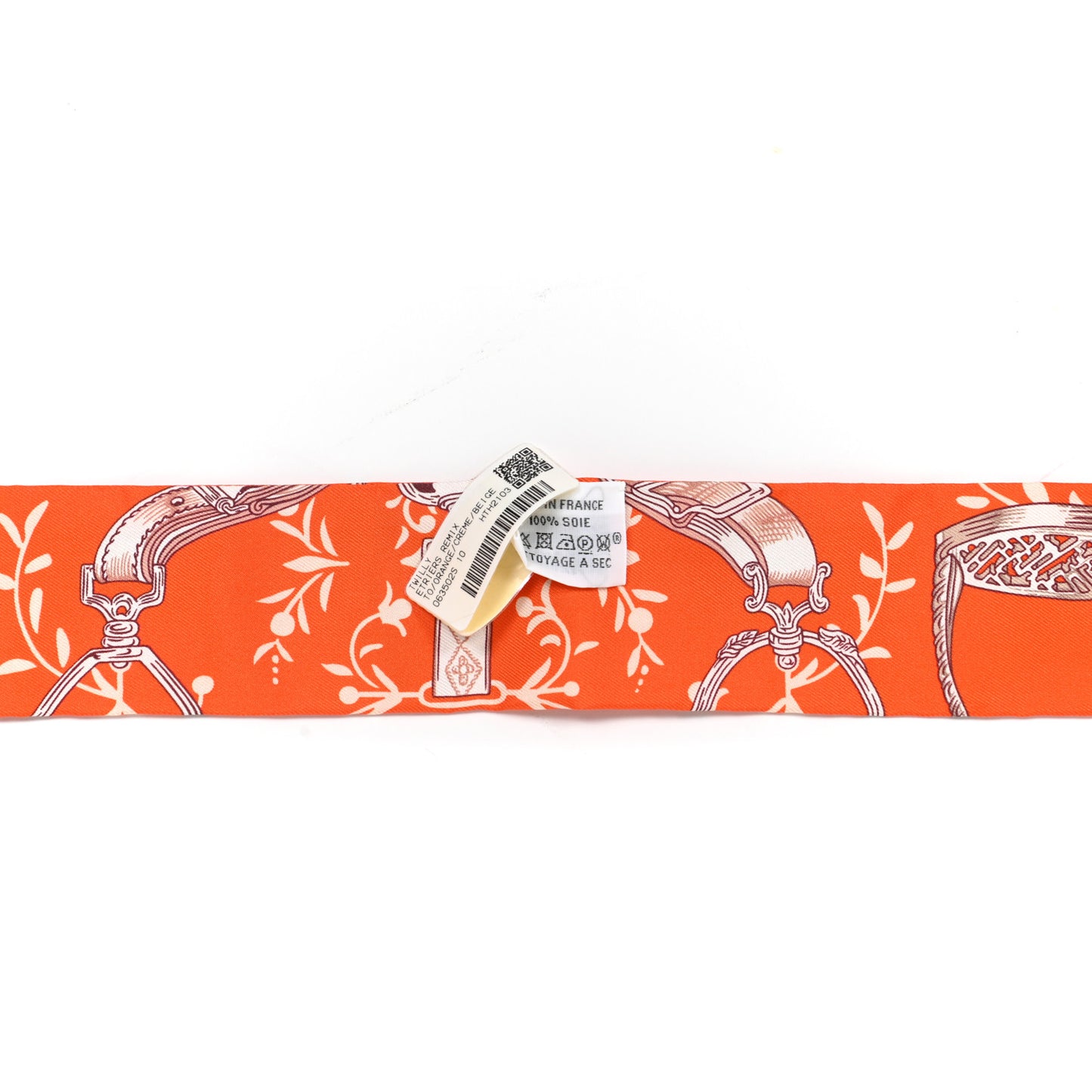Silk Etriers Remix Twilly Orange Creme Beige
