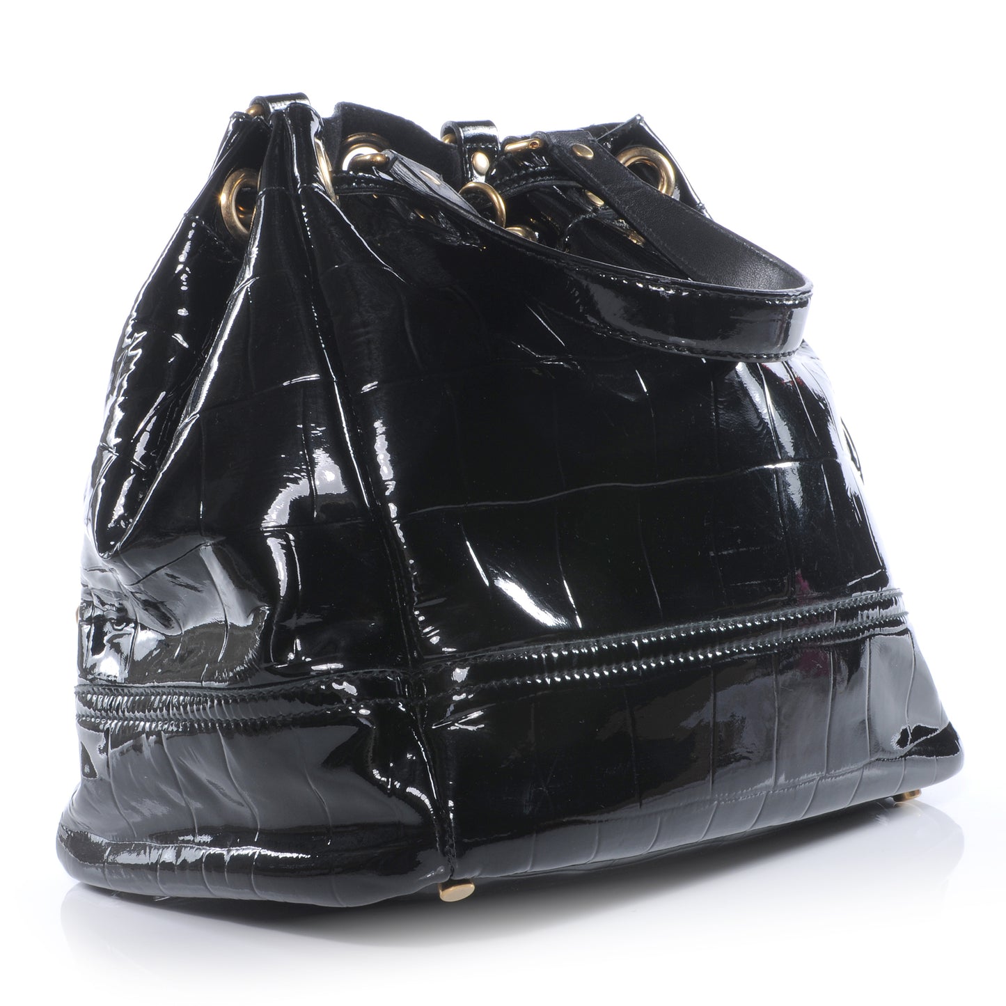 Patent Croc Overseas Tote Black