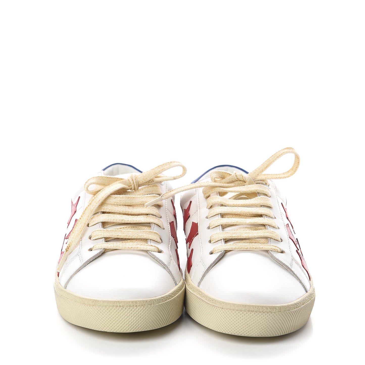 Calfskin Star Court Sneakers 40 White Red
