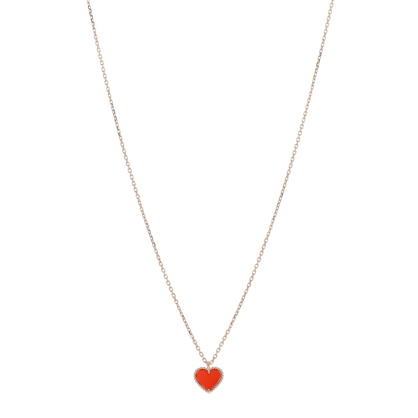 18k Rose Gold Carnelian Sweet Alhambra Heart Pendant Necklace
