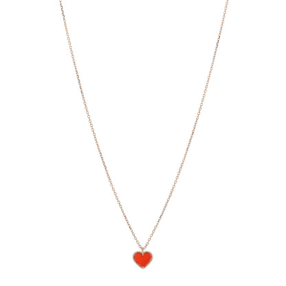 Van Cleef & Arpels 18k Rose Gold Carnelian Sweet Alhambra Heart Pendant Necklace 1 of 5