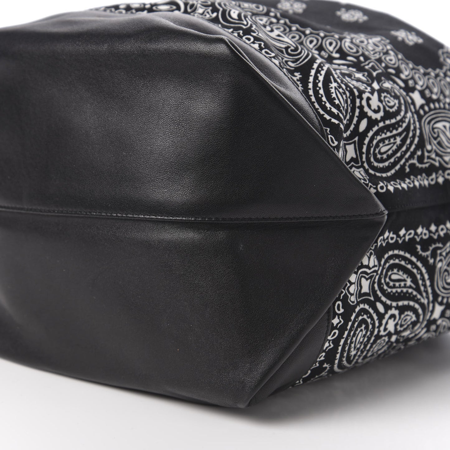 Canvas Calfskin Bandana Teddy Drawstring Bag Black
