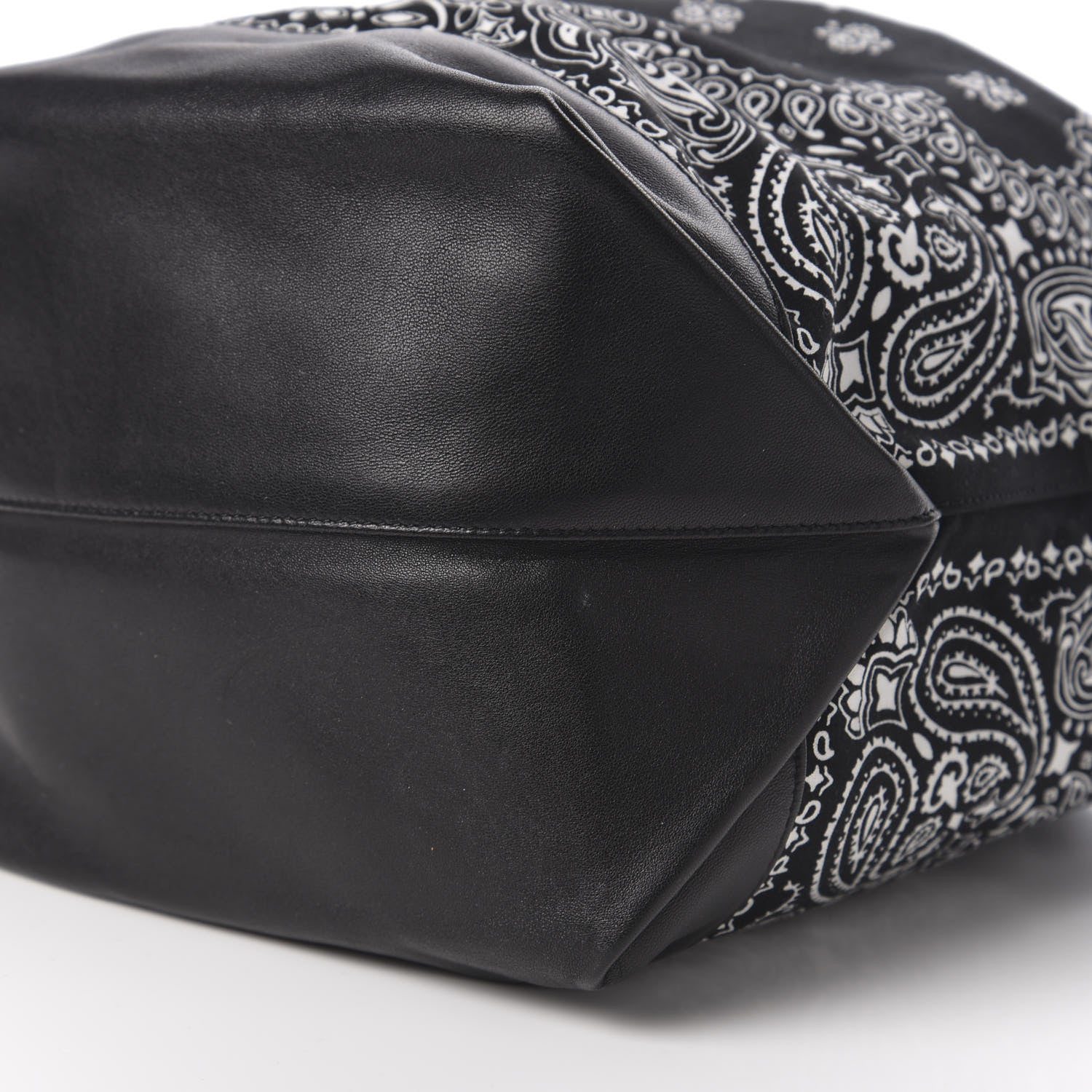 Saint Laurent Canvas Calfskin Bandana Teddy Drawstring Bag Black 8 of 9
