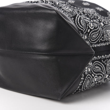 Saint Laurent Canvas Calfskin Bandana Teddy Drawstring Bag Black 8 of 9