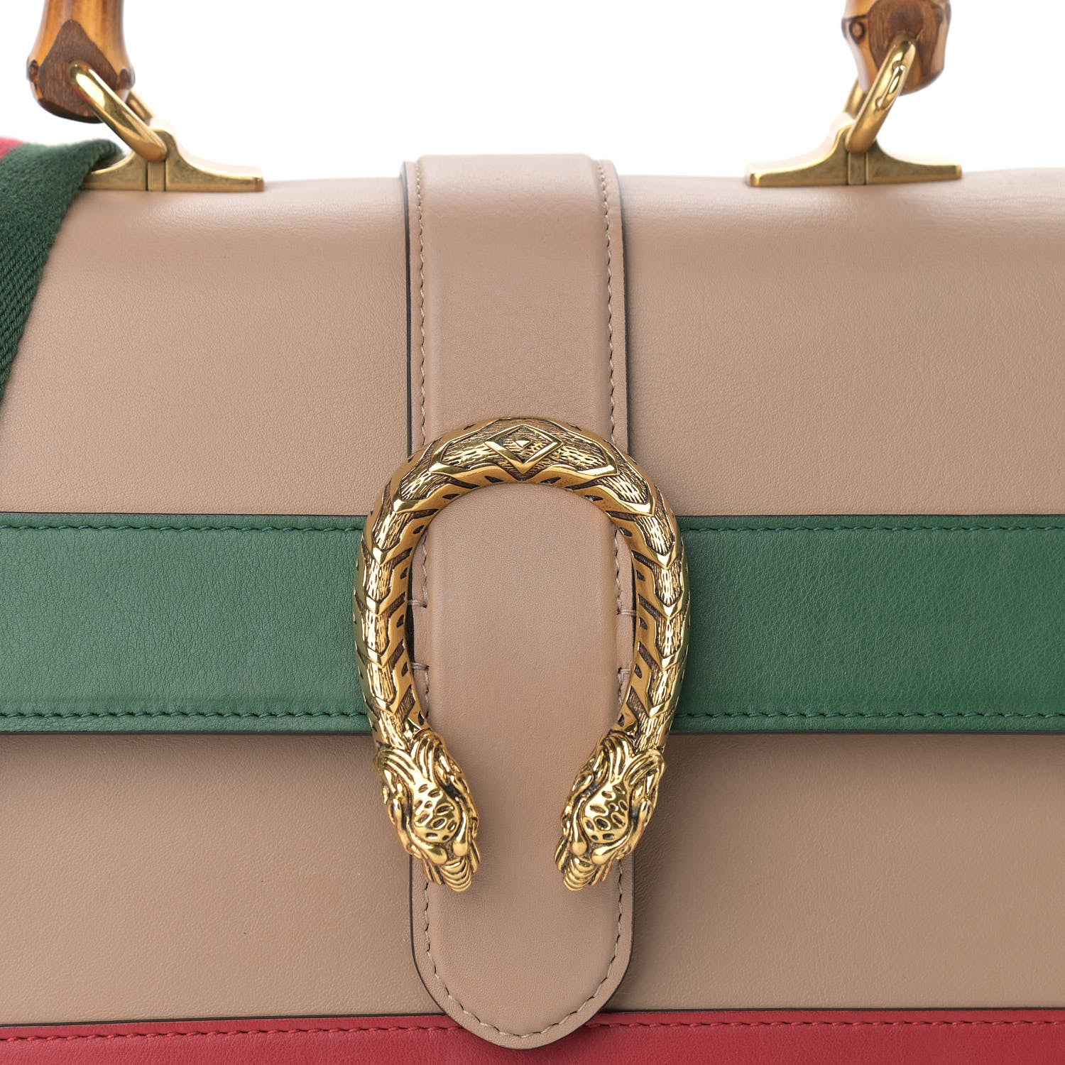 Gucci Calfskin Bamboo Web Medium Dionysus Top Handle Bag Camelia Bright Evergreen Hibiscus Red 8 of 10