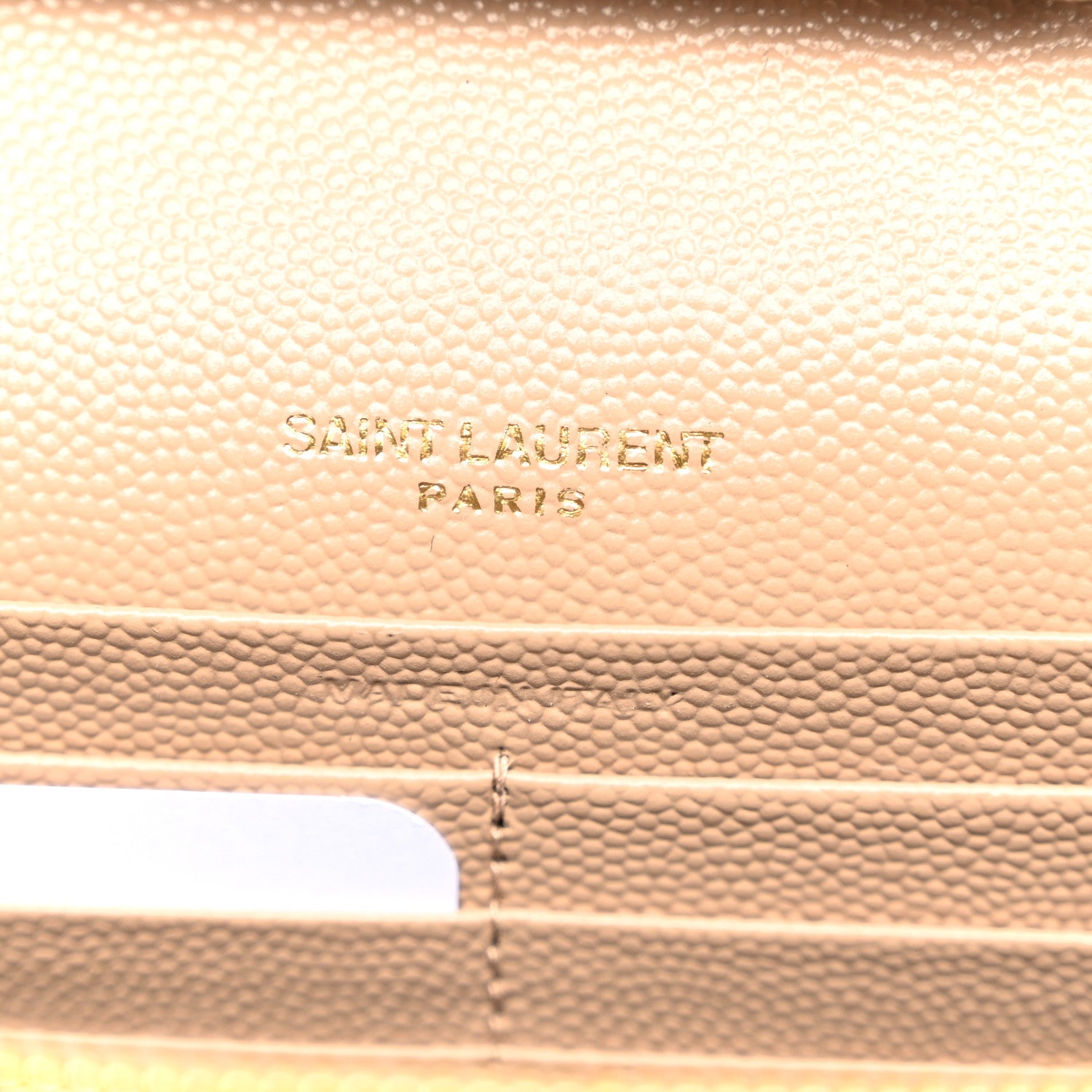 Saint Laurent Grain De Poudre Matelasse Chevron Monogram Chain Wallet Dark Beige 6 of 11