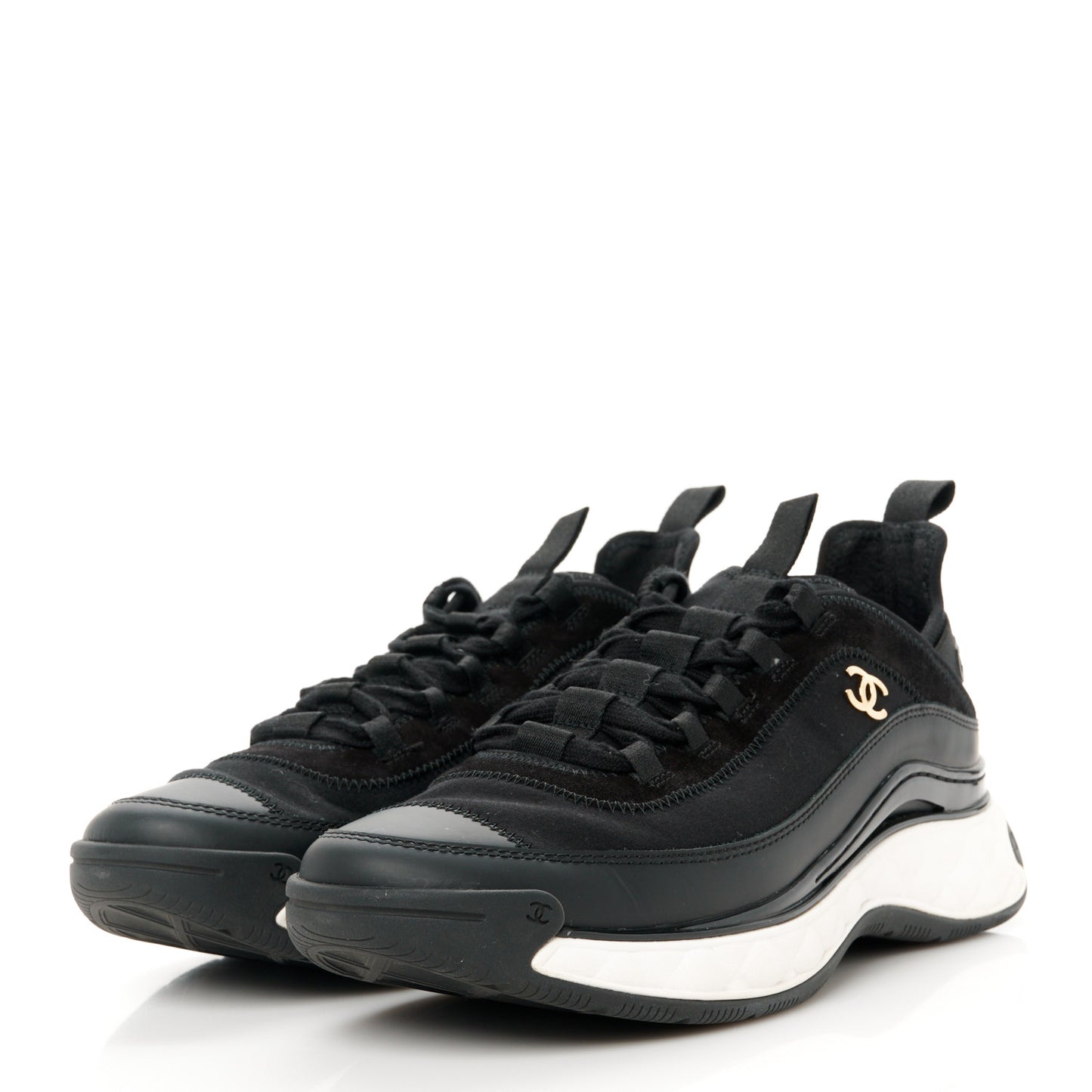 Velvet Calfskin Mixed Fibers CC Sneakers 41 Black