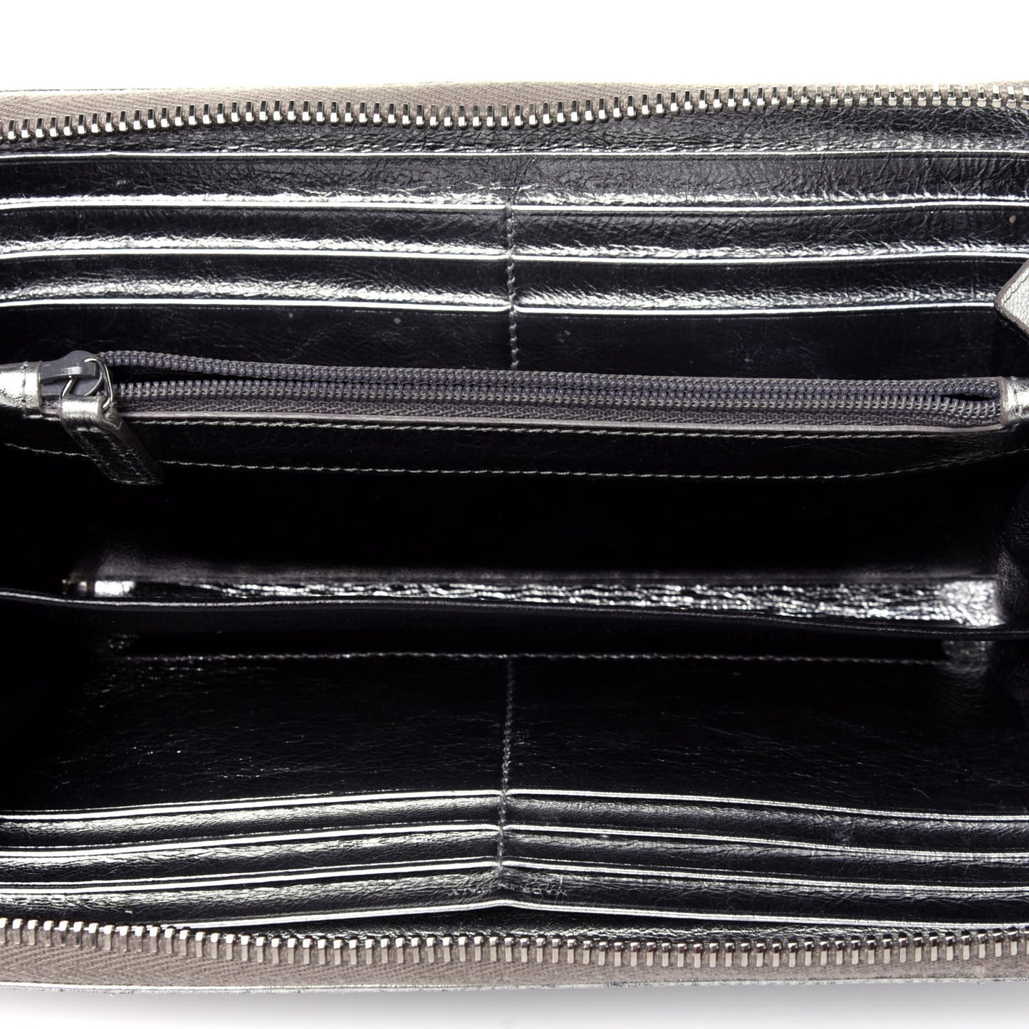 Metallic Calfskin Belle De Jour Zip Around Wallet Moon