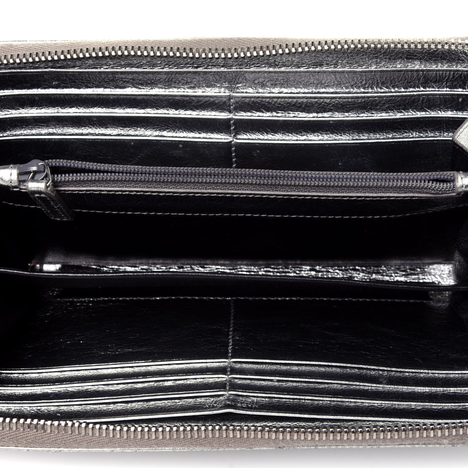 Saint Laurent Metallic Calfskin Belle De Jour Zip Around Wallet Moon 5 of 8