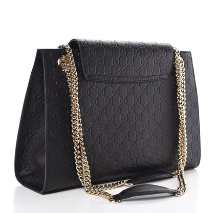 Gucci Guccissima Large Emily Chain Shoulder Bag Black 3 of 9