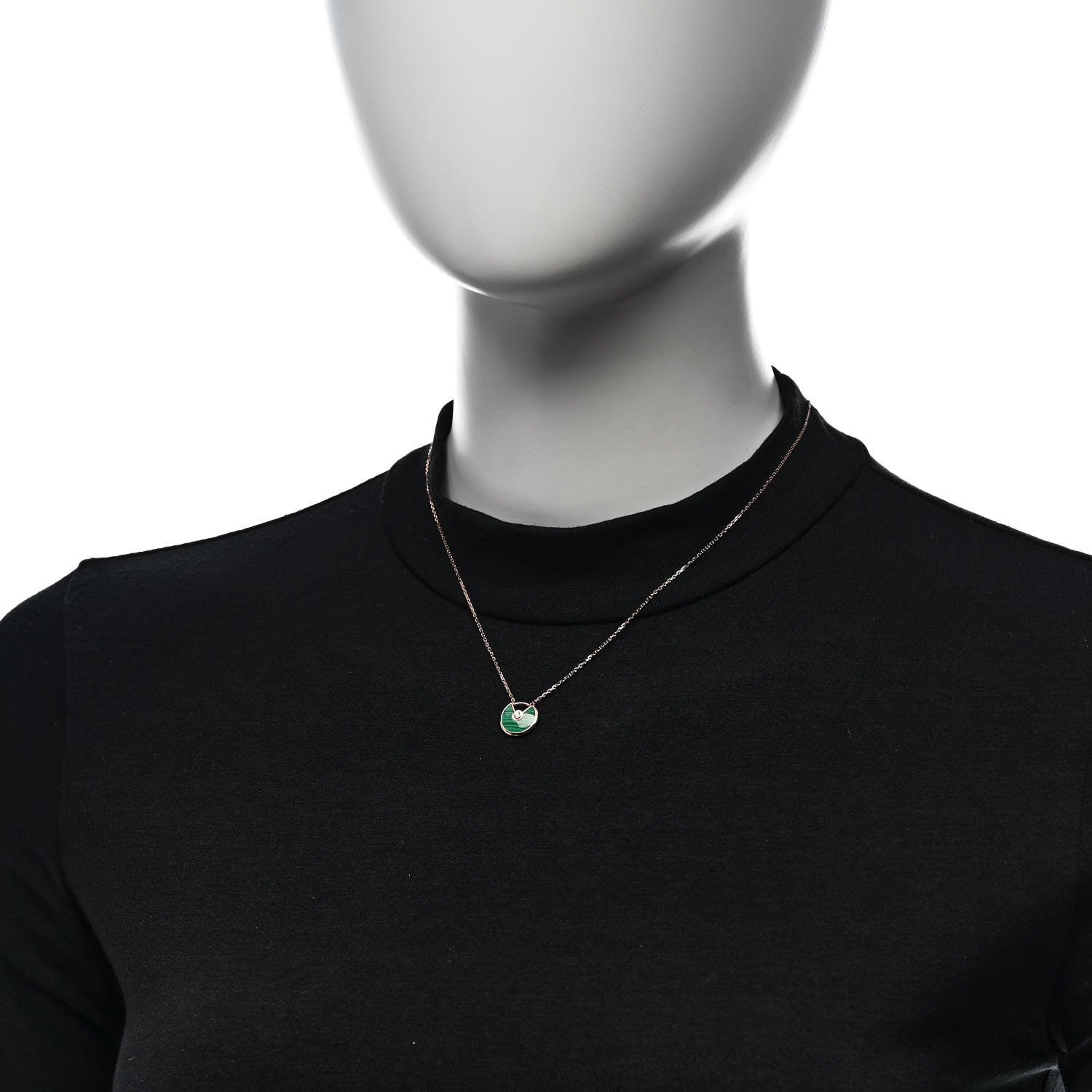 Cartier 18K Pink Gold Diamond Malachite XS Amulette de Cartier Pendant Necklace 2 of 5