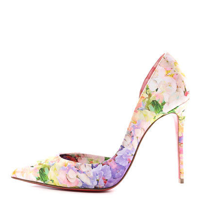 Christian Louboutin Crepe Satin Iriza 100 Blooming Floral Pumps 37 Multicolor 1 of 8