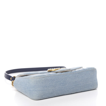 Gucci Denim Matelasse Mini Pearly GG Marmont Shoulder Bag Blue 6 of 15