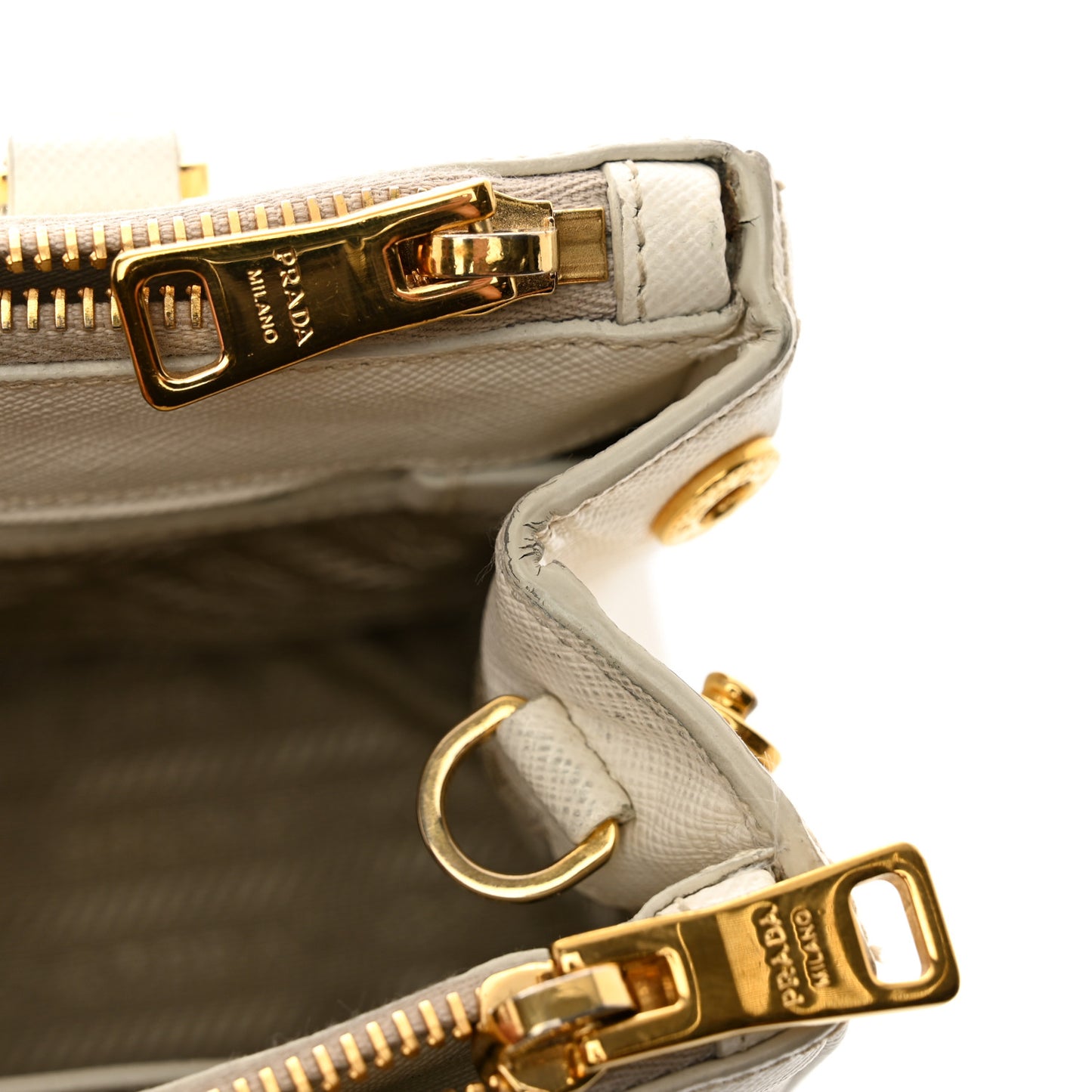 Saffiano Lux Small Galleria Double Zip Tote White