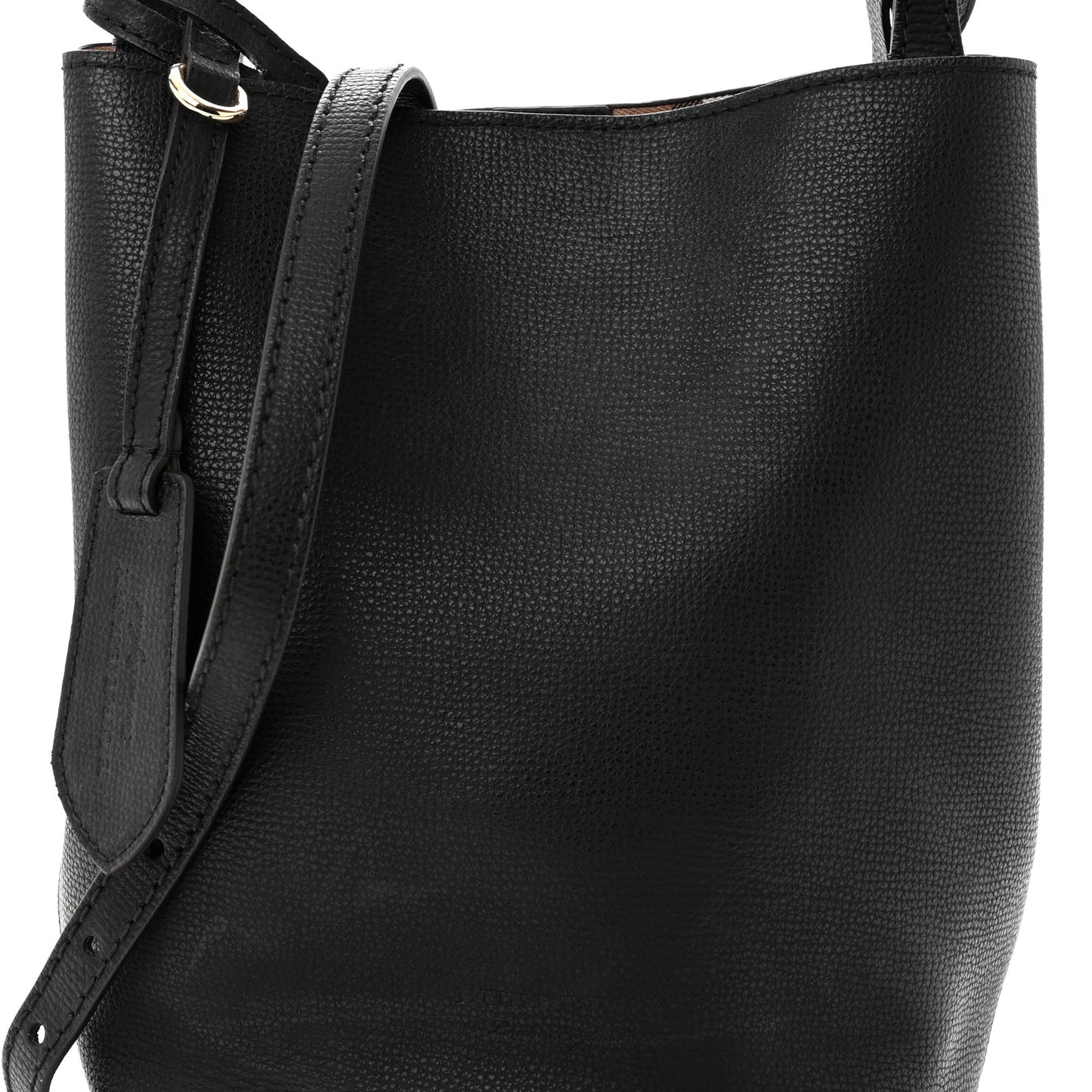 London Grainy Calfskin Small Lorne Bucket Crossbody Black