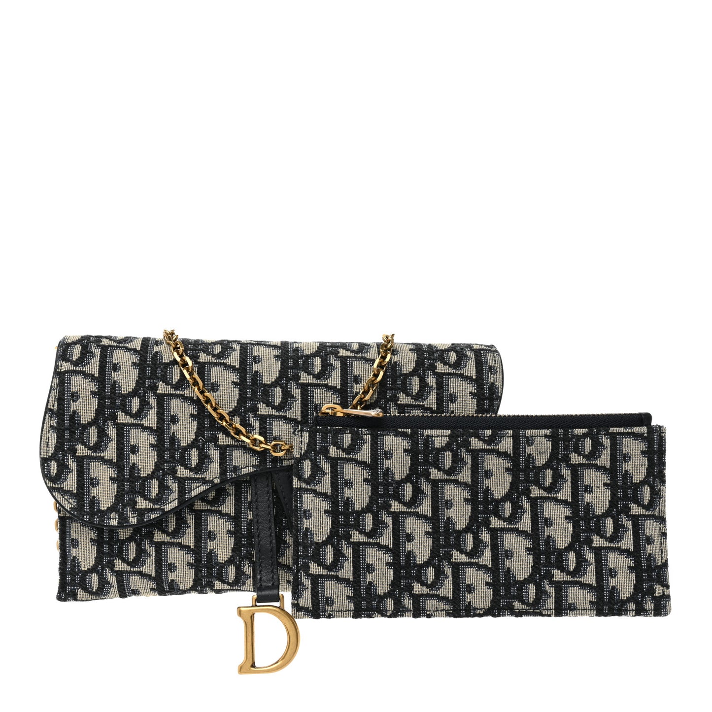 Oblique Saddle Chain Long Wallet Blue