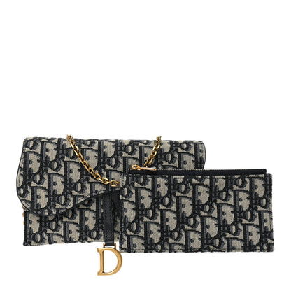 Christian Dior Oblique Saddle Chain Long Wallet Blue 3 of 13