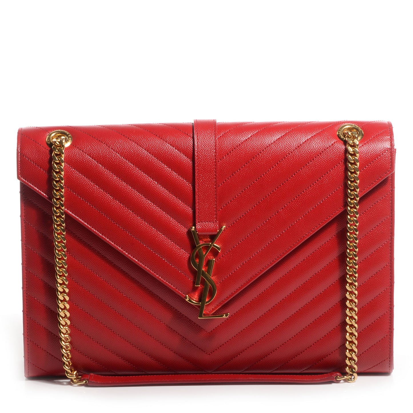 Textured Matelasse Large Classic Monogram Satchel Lipstick Red