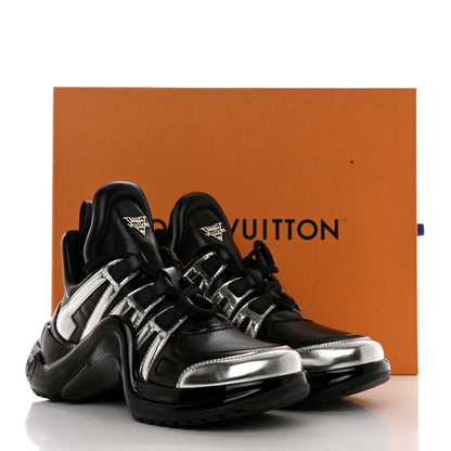 Louis Vuitton Calfskin Metallic Monogram LV Archlight Sneakers 37 Black Silver 9 of 9