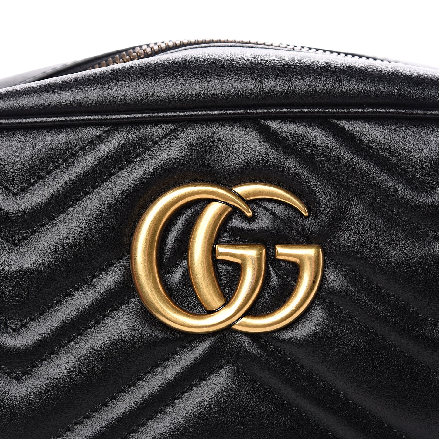 Calfskin Matelasse Small GG Marmont Chain Shoulder Bag Black