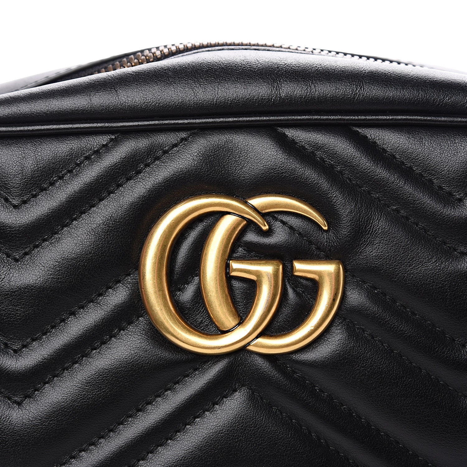 Gucci Calfskin Matelasse Small GG Marmont Chain Shoulder Bag Black 8 of 13