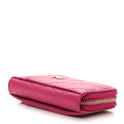Chanel Caviar Quilted Zip Card Holder Fuchsia 4 of 7