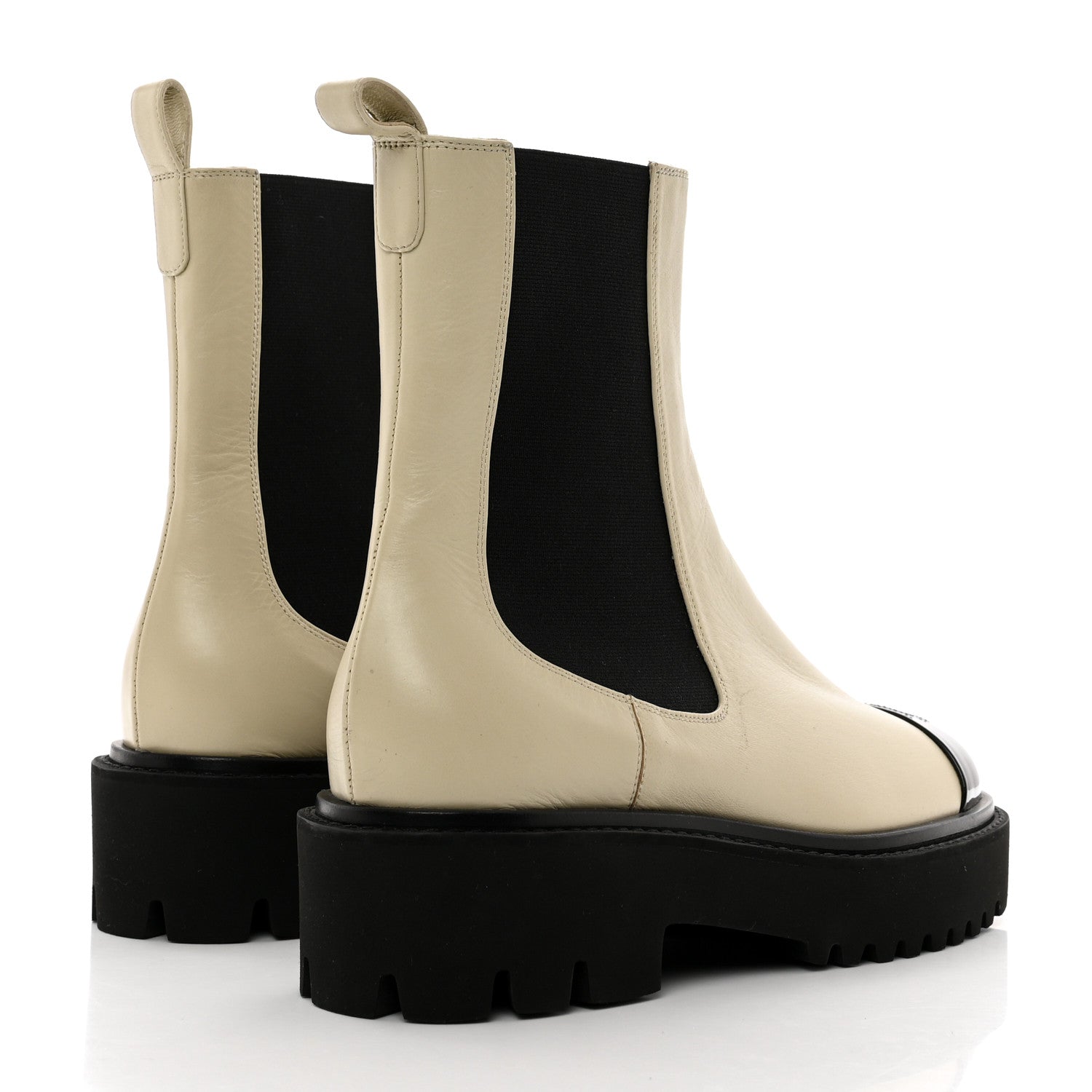 Chanel Crumpled Calfskin Patent Cap Toe Short Boots 38 Black 4 of 8