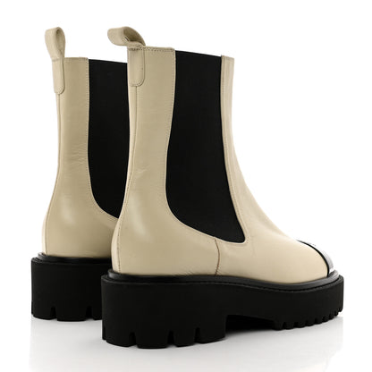 Chanel Crumpled Calfskin Patent Cap Toe Short Boots 38 Black 4 of 8