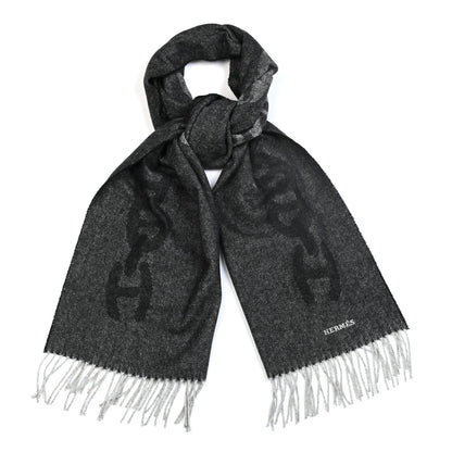Hermes Cashmere Crazy Chain Muffler Anthracite Flanelle 1 of 4