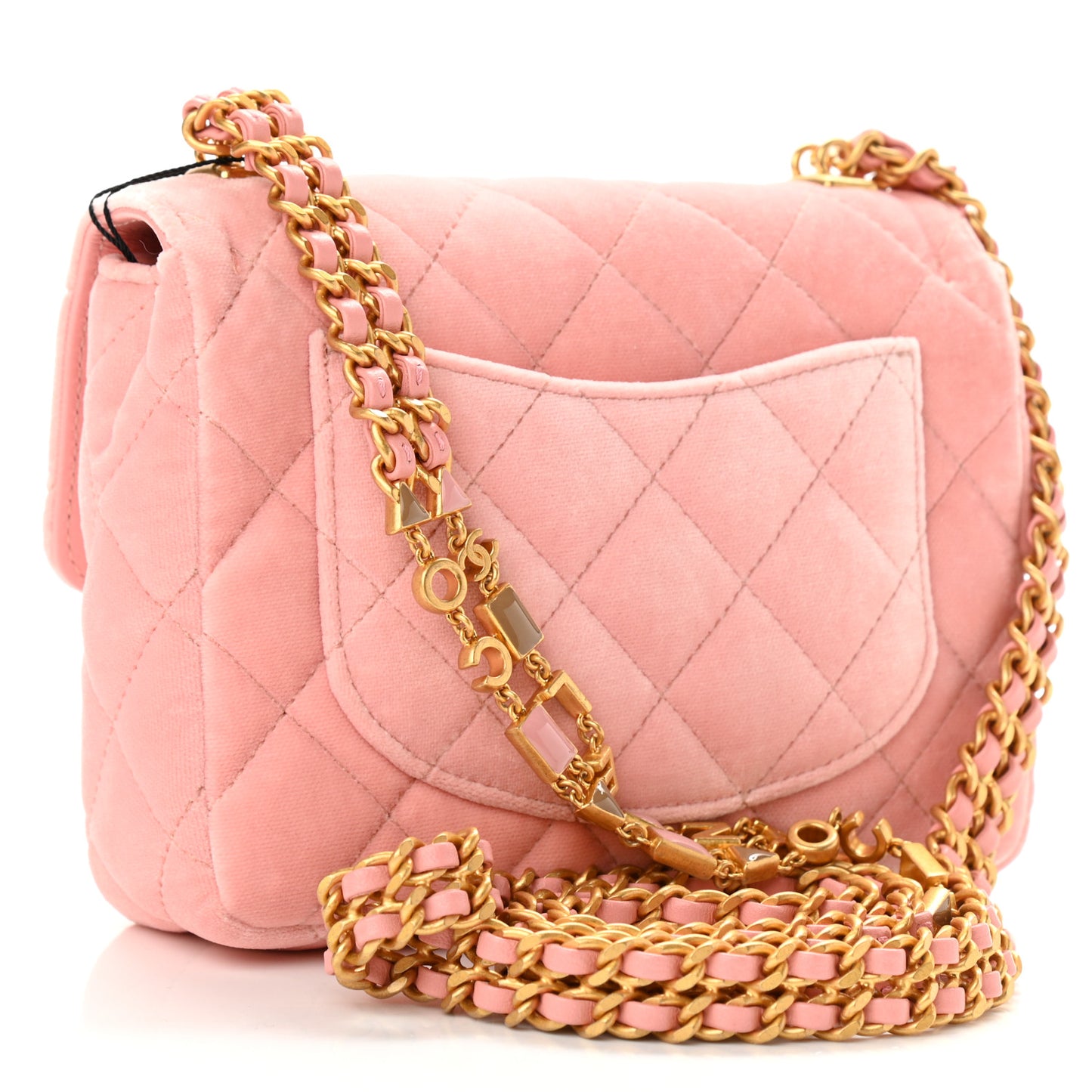 Velvet Enamel Mini Flap Light Pink